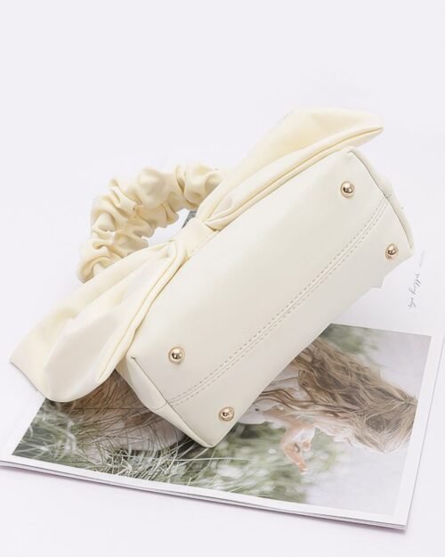 nylon top handle bag with bow front clutch