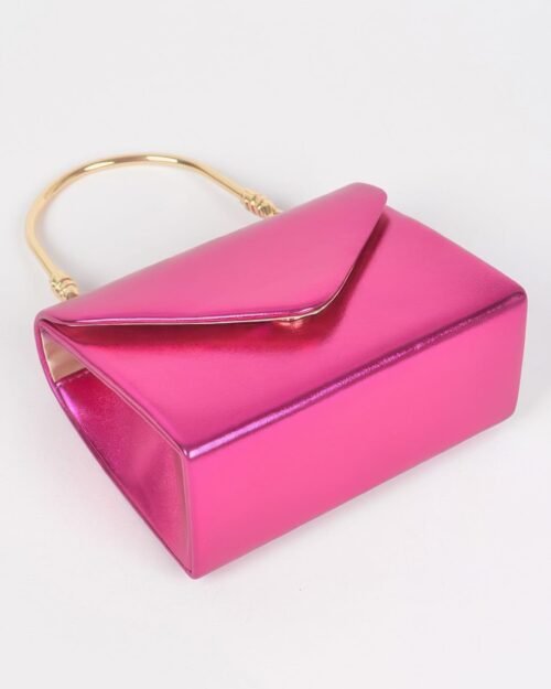 metallic metal handle crossbody bag