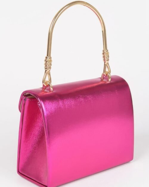 metallic metal handle crossbody bag