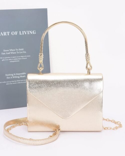 metallic metal handle crossbody bag
