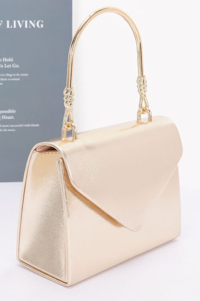 Metallic metal handle crossbody bag