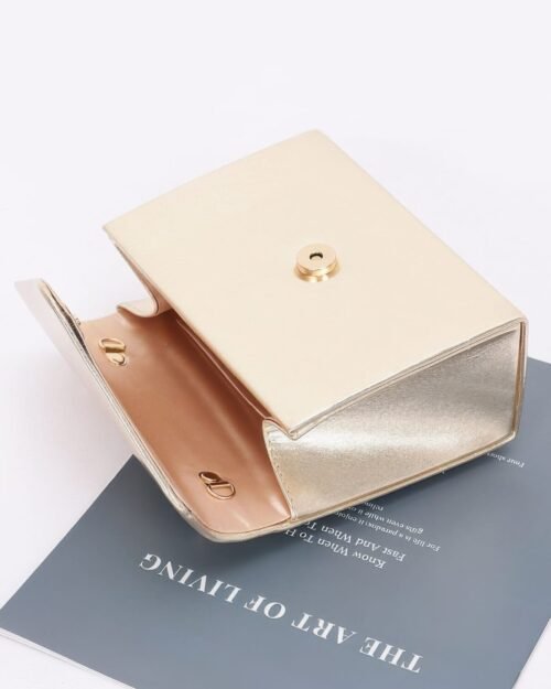 metallic metal handle crossbody bag
