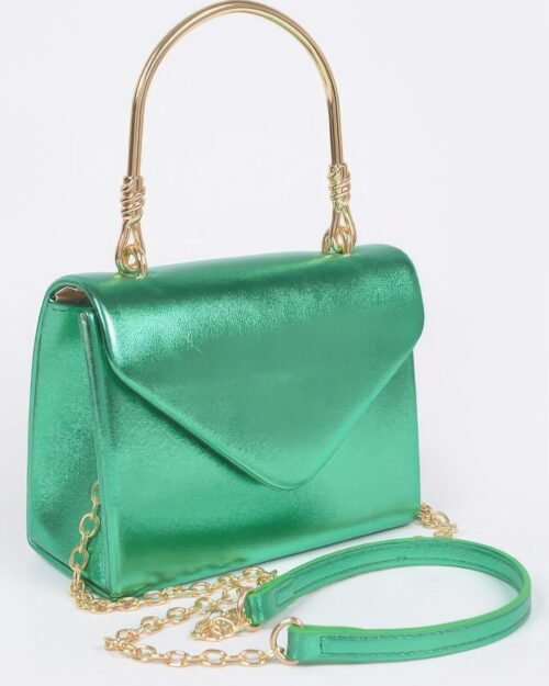 metallic metal handle crossbody bag