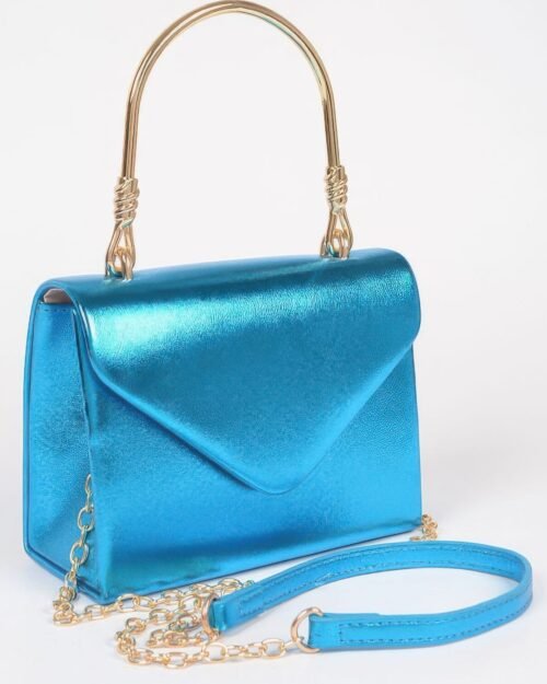 metallic metal handle crossbody bag