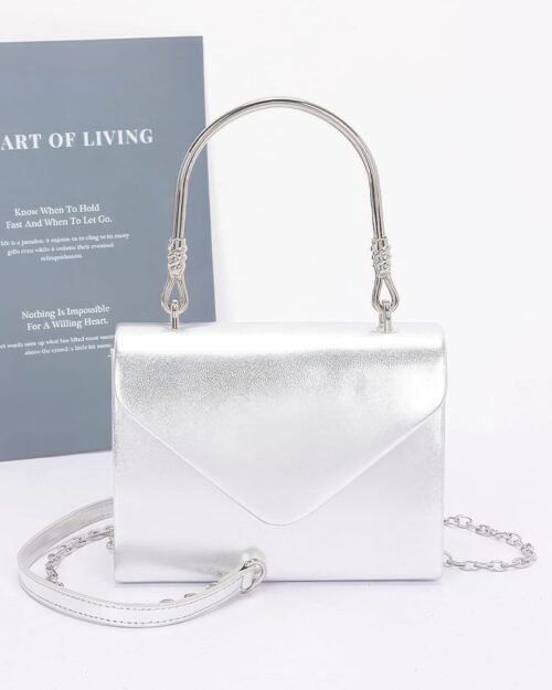 metallic metal handle crossbody bag