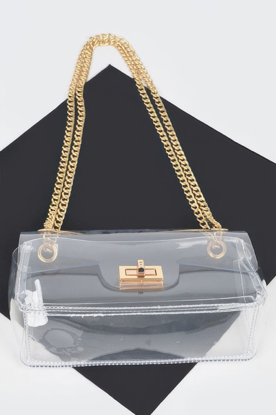 Transparent flap crossbody bag