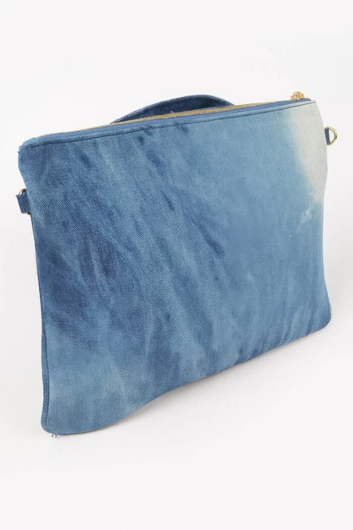 Denim jacket crossbody clutch