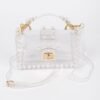 Transparent Single Handle Clutch W/faux Pearl