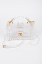 Transparent Single Handle Clutch W/faux Pearl
