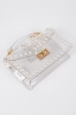 Transparent Single Handle Clutch W/faux Pearl - Image 3