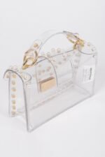 Transparent Single Handle Clutch W/faux Pearl - Image 4