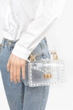 Transparent Single Handle Clutch W/faux Pearl - Image 5
