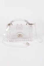 Transparent Single Handle Clutch W/faux Pearl - Image 6