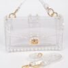 Transparent Clutch W/faux Pearl