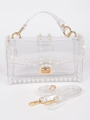 Transparent Clutch W/faux Pearl
