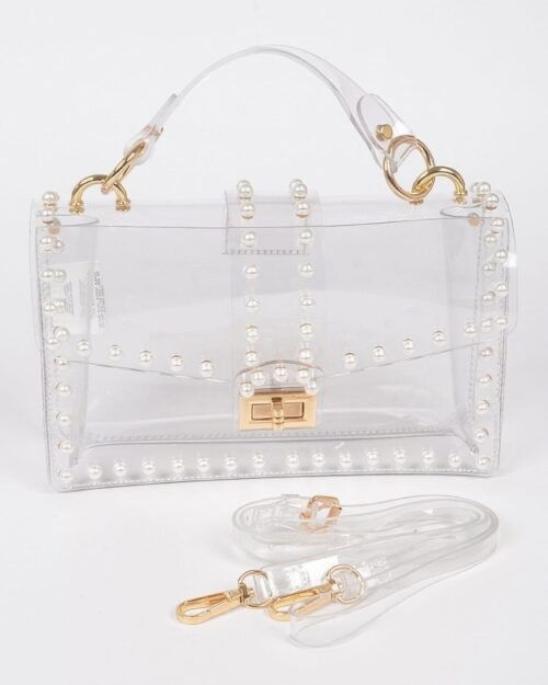 Transparent Clutch W/faux Pearl