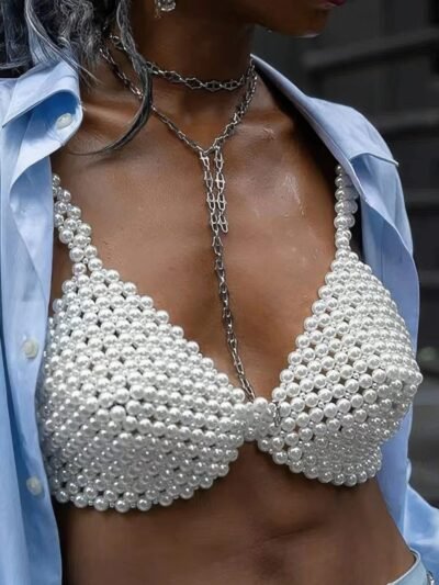 Faux Pearl Bra Top