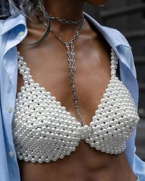 Faux Pearl Bra Top