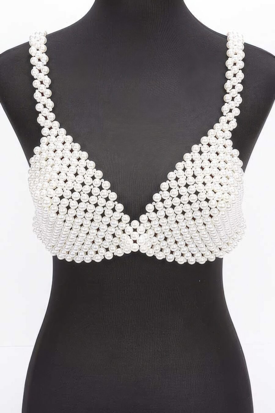 Faux pearl bra top