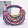 multicolor rope handle faux leather bag for women
