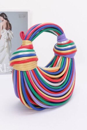Faux Leather Hobo Bag — Rope Handle Shoulder Style multicolor rope handle faux leather bag for women