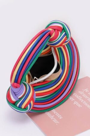 Faux Leather Hobo Bag — Rope Handle Shoulder Style multicolor rope handle faux leather bag for women