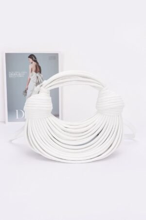Faux Leather Hobo Bag — Rope Handle Shoulder Style white casual hobo bag with rope strap