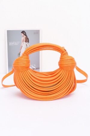 Faux Leather Hobo Bag — Rope Handle Shoulder Style orange trendy hobo shoulder purse
