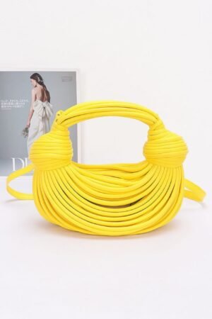 Faux Leather Hobo Bag — Rope Handle Shoulder Style yellow faux leather shoulder bag UK fashion