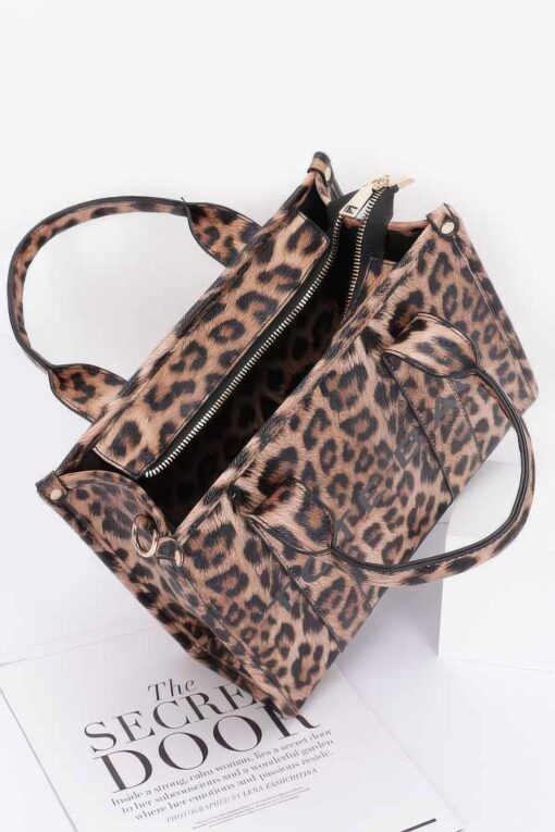 Leopard Faux Leather Tote Bag - Image 2