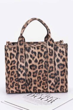 Leopard Faux Leather Tote Bag