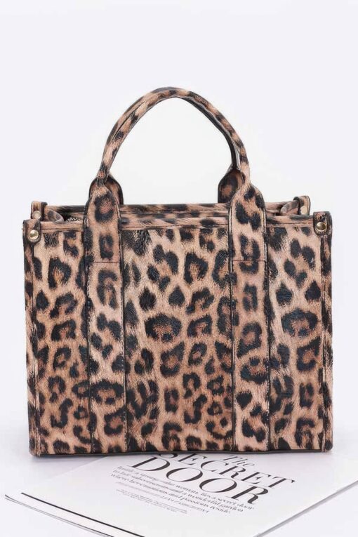 Leopard Faux Leather Tote Bag - Image 5