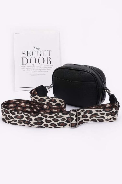 Faux Leather Camera Bag W/leopard Strap - Image 6