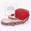 Faux Leather Camera Bag W/multi Color Strap