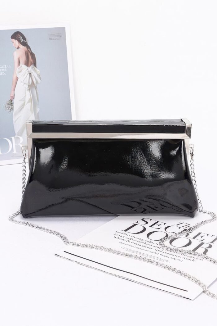 Patent leather frame clutch bag - image 6