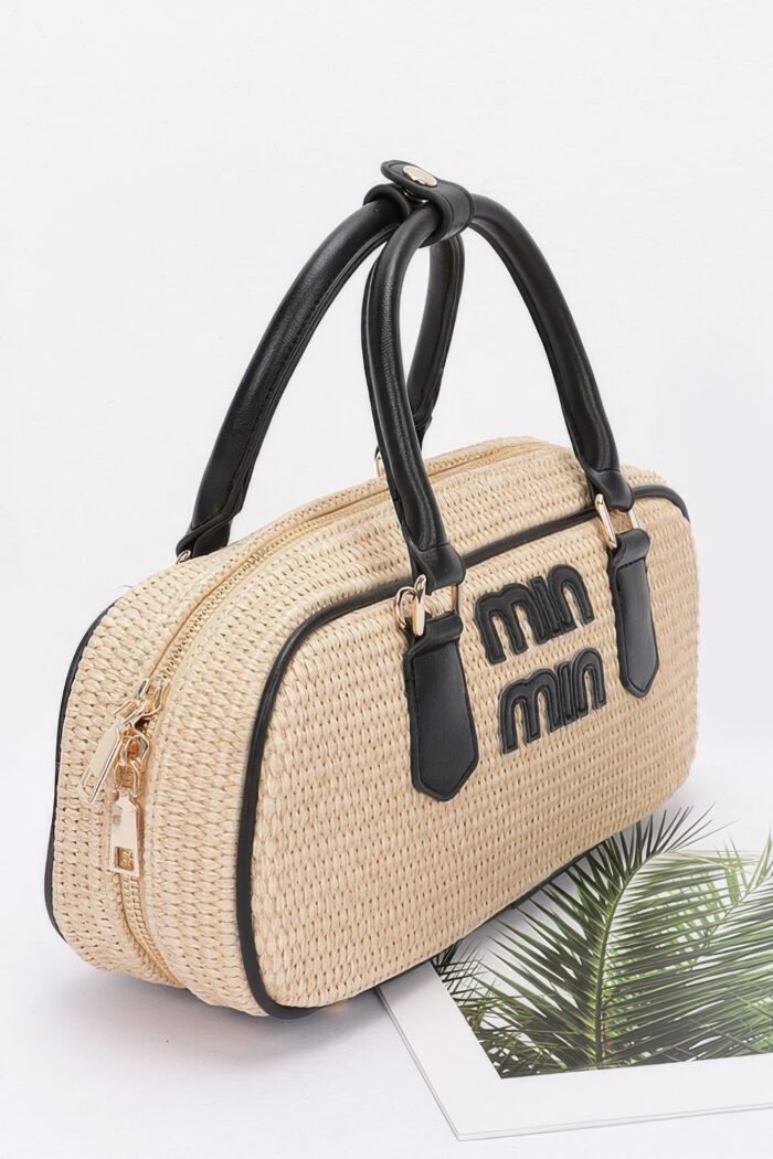 Faux straw handbag