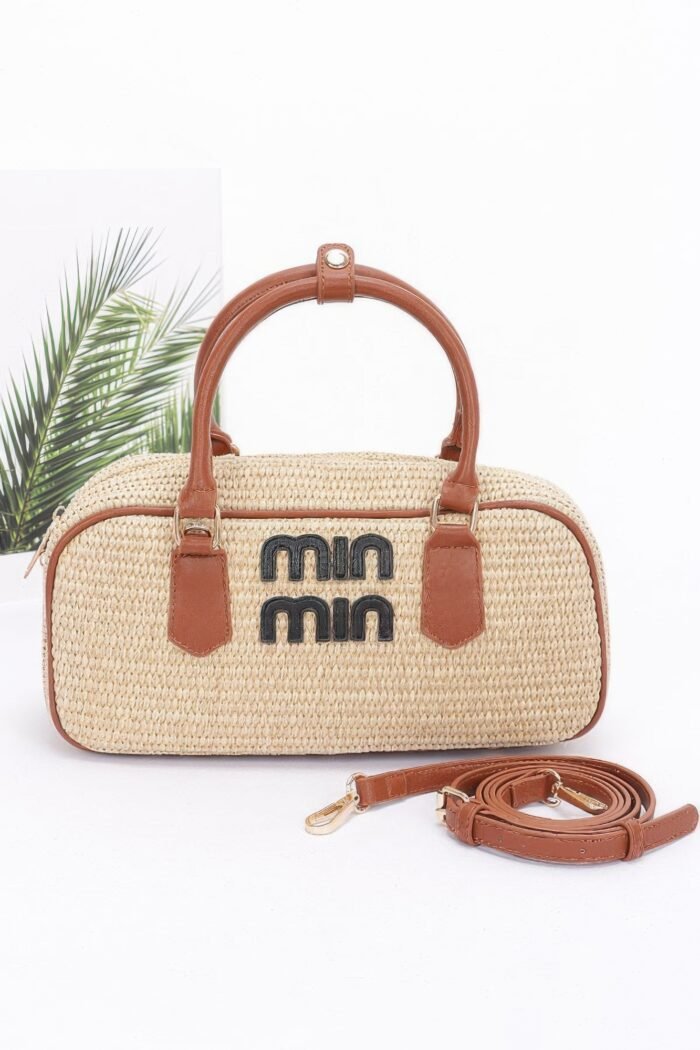 Faux straw handbag