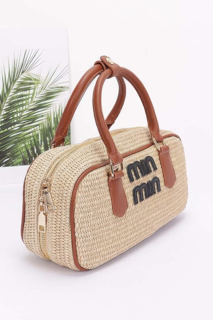 Faux straw handbag