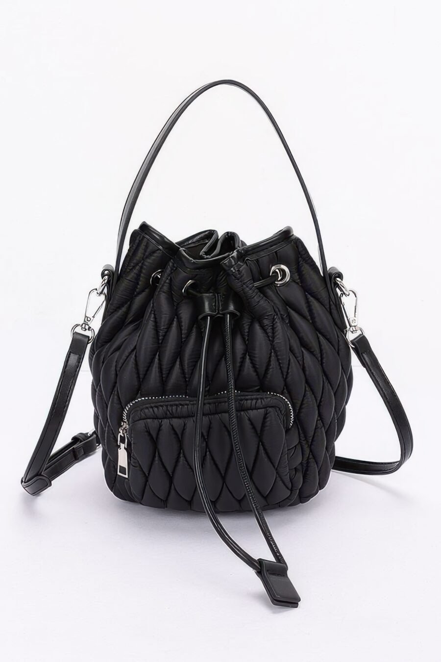 Quilted faux leather bucket bag