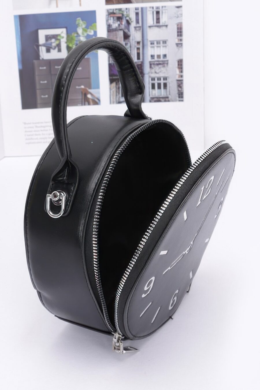 Faux leather clock novelty bag