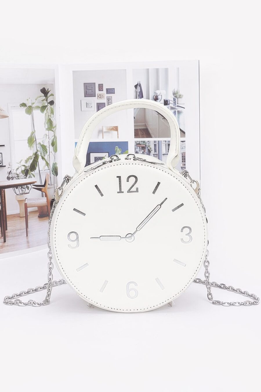 Faux leather clock novelty bag