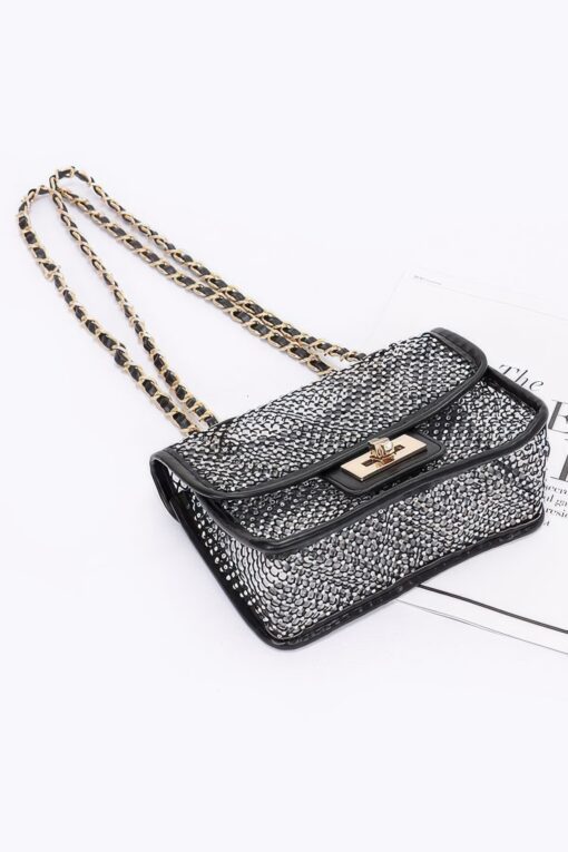 Rhinestone Mesh Flap Shoulder Bag - Image 2
