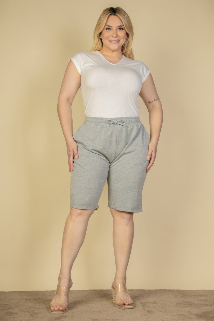 Plus size french terry bermuda shorts