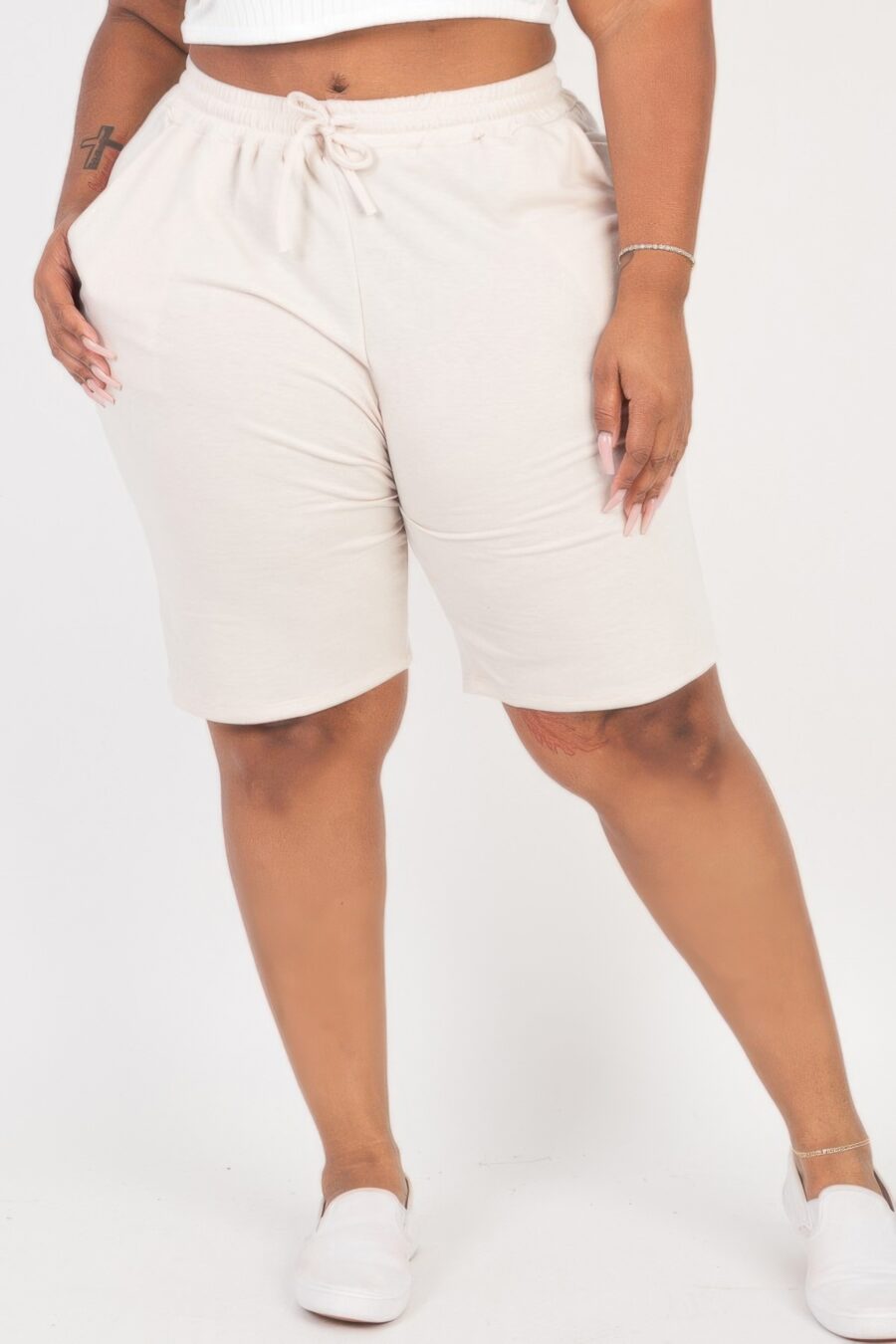 Plus size french terry bermuda shorts