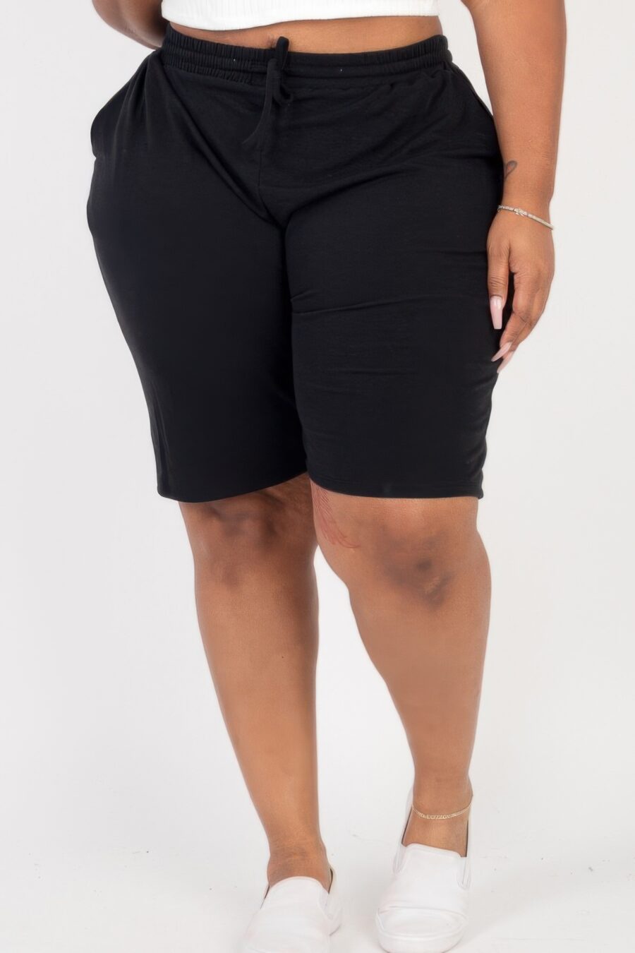 Plus size french terry bermuda shorts