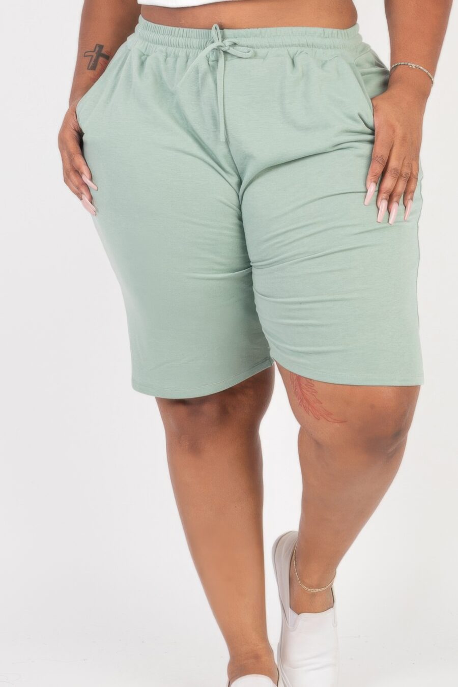 Plus size french terry bermuda shorts