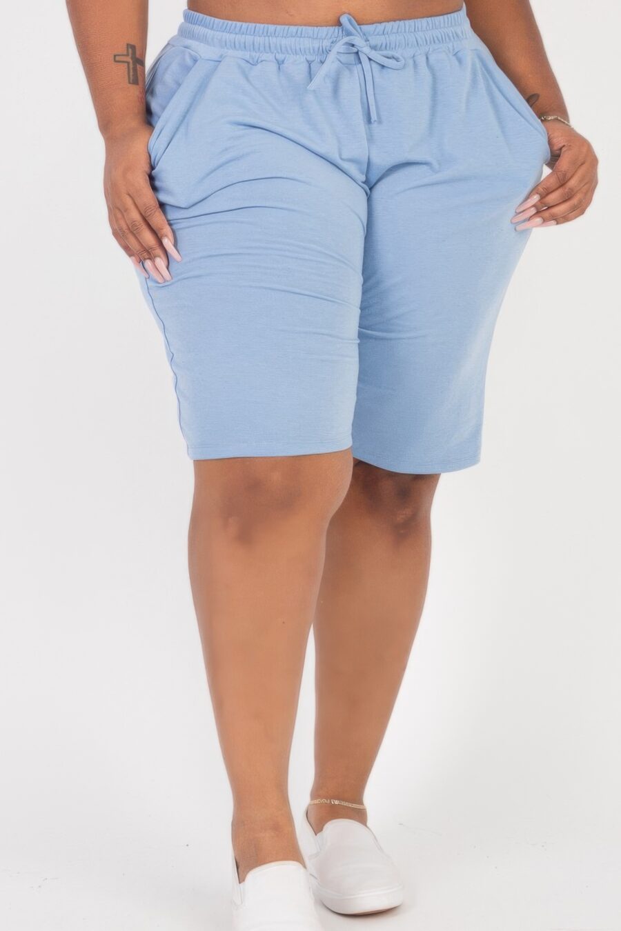 Plus size french terry bermuda shorts