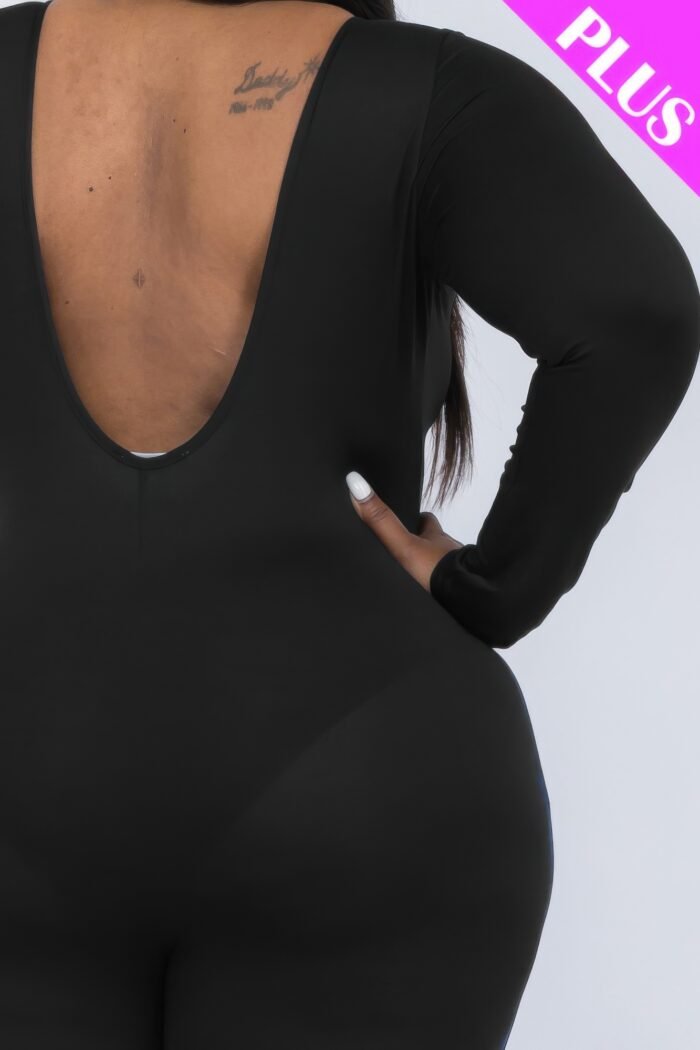 Plus size scoop neck long sleeve bodycon jumpsuit - image 4