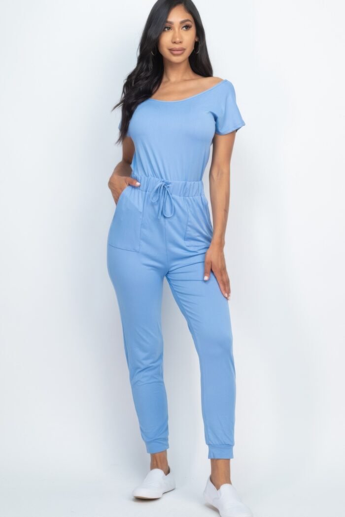 Two-way shoulder drawstring jumpsuit - image 1