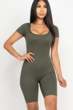 Short Sleeve Scoop Neck Bodycon Romper - Image 4